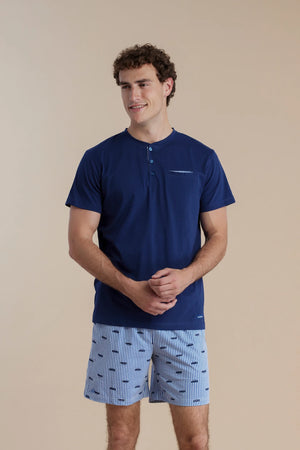 Pigiama uomo in cotone con maglia manica corta e pantalone corto - Noi di notte 3065