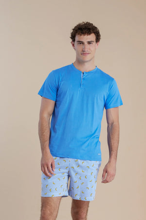 Pigiama uomo in cotone con maglia e pantalone corto - Noi di notte 3066
