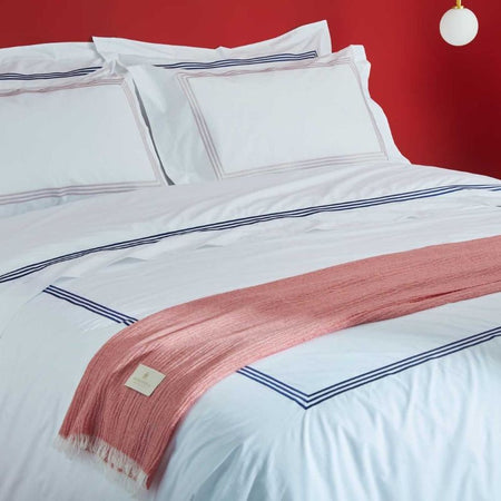 Completo lenzuola matrimoniale in percalle Zoe Biancoperla