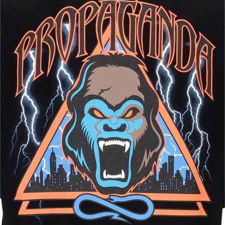 PROPAGANDA Felpa Leggera Cappuccio Manica Corta Uomo Triangle Gorilla Short Hoodie Black da uomo