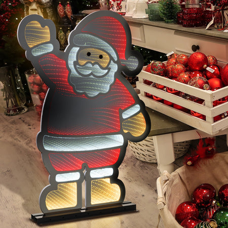 Babbo Natale con base in alluminio Rosso e Bianco che saluta