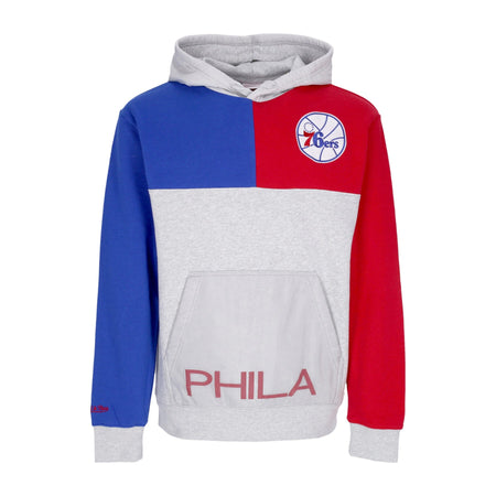 MITCHELL & NESS Felpa Cappuccio Uomo Nba Tie Breaker Fleece Hoodie Phi76e Grey Heather/royal da uomo