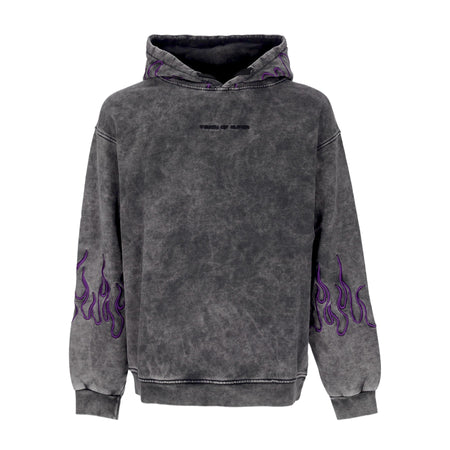 VISION OF SUPER Felpa Cappuccio Uomo Embroidered Flames Hoodie Grey/purple da uomo