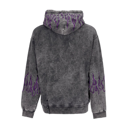VISION OF SUPER Felpa Cappuccio Uomo Embroidered Flames Hoodie Grey/purple da uomo