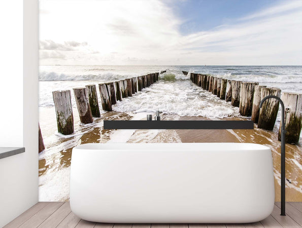 Carta Da Parati, Frangiflutti mare spiaggia paesaggio