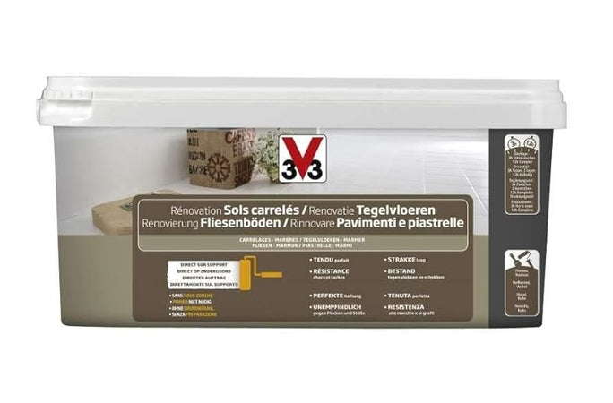 V33 - RINNOVARE PAVIMENTI E PIASTRELLE SMALTO GRIGIO CARBONATO SATINATO 2,0 LT