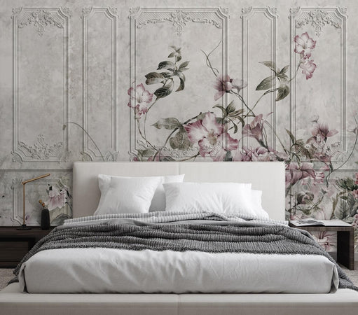 Carta Da Parati, Fiori di campo in calcestruzzo vintage