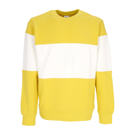 Nike Felpa Leggera Girocollo Uomo Club Plus Colorblock Crewneck Vivid Sulfur/white da uomo