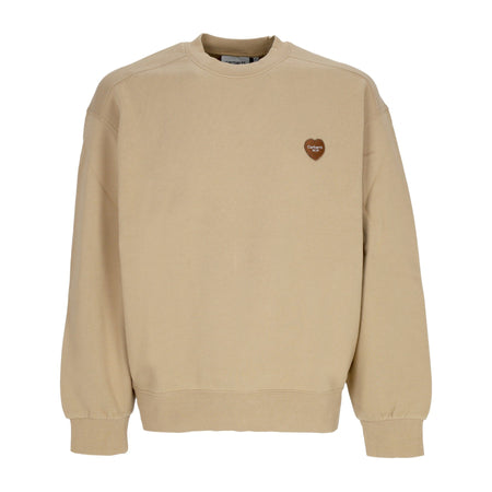 CARHARTT WIP Felpa Girocollo Uomo Heart Patch Sweatshirt Dusty H Brown da uomo