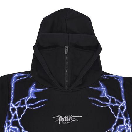 PHOBIA Felpa Leggera Cappuccio Uomo New Lightning Balaclava Hoodie Black/blue da uomo