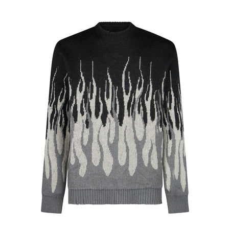 VISION OF SUPER Maglione Uomo Jacquard Flames Jumper Black/grey da uomo