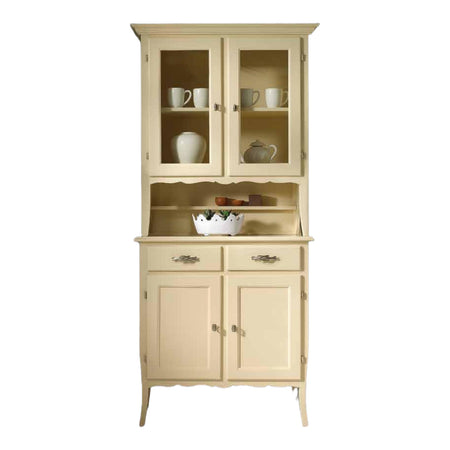 MOBILI 2G - CRISTALLIERA 2 PORTE IN LEGNO SHABBY AVORIO L.98.P.51 H.213