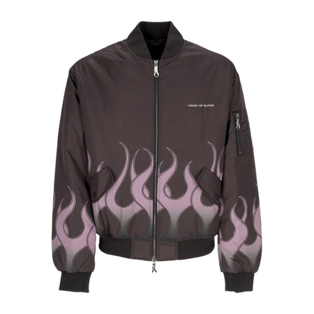 VISION OF SUPER Giubbotto Bomber Uomo Flames Bomber Black/purple da uomo