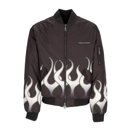 VISION OF SUPER Giubbotto Bomber Uomo Flames Bomber Black/white da uomo