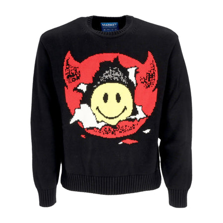 MARKET Maglione Leggero Uomo Smiley Inner Peace Sweater Black da uomo