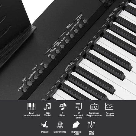 Tastiera Musicale 88 Tasti Pesati Professionale Pianola Pianoforte con Pedale