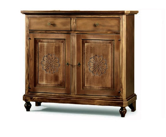 MOBILI 2G - MADIA CREDENZA 2 PORTE IN LEGNO SHABBY CHIC NOCE CONSUMATO 104X43X98