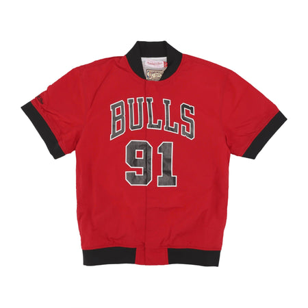 MITCHELL & NESS Giacchetta Uomo Nba Off Court Warm Up Jacket No 91 Dennis Rodman Chibul Original Team Colors da uomo