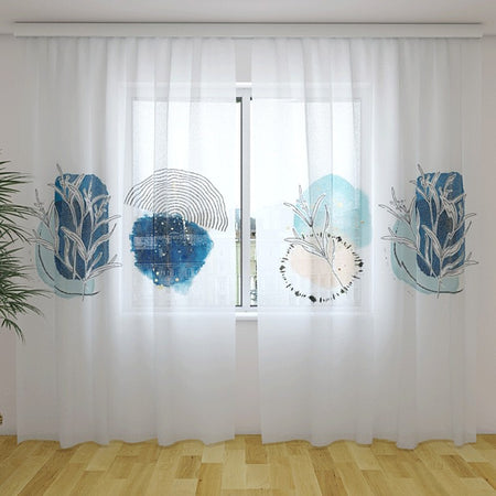 Tende su misura con stampa Delicati disegni blu