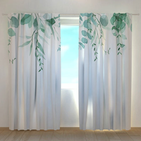 Tende su misura con stampa Eleganti foglie di eucalipto
