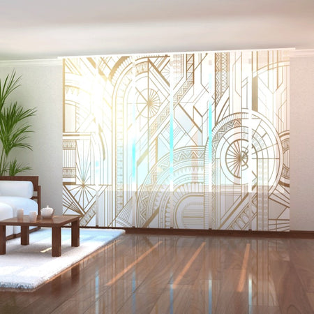 Tende a pannello Motivo geometrico oro e bianco