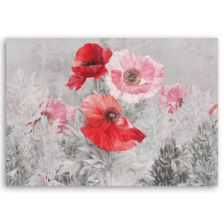 Quadro su tela, Poppies rossi su un prato grigio