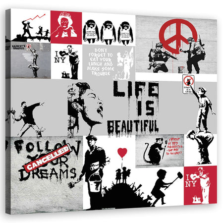 Quadro su tela, Graffiti di composizione di Banksy
