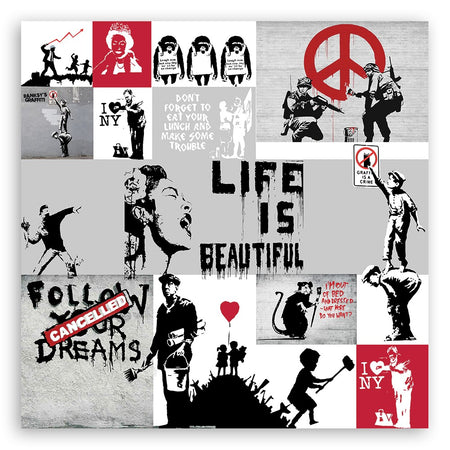 Quadro su tela, Graffiti di composizione di Banksy