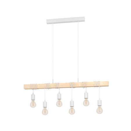 Lampadario Industrial Townshend 6 Luci Acciaio Bianco