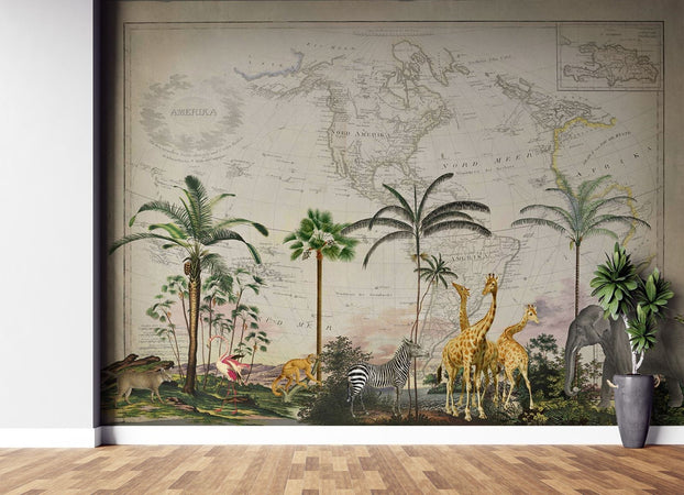 Carta Da Parati, Animali selvatici vintage