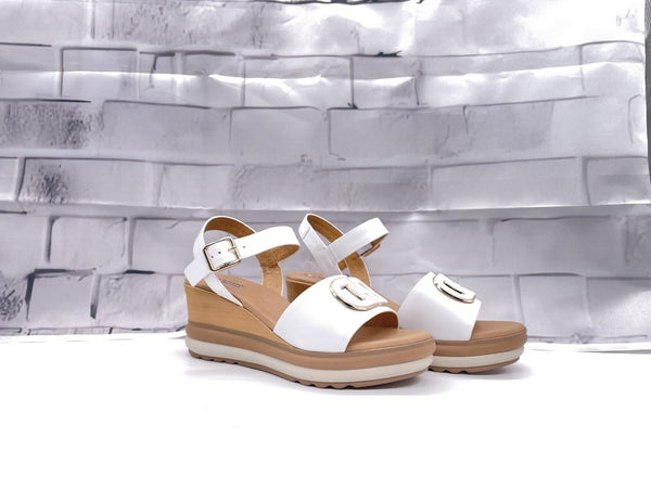 Studio Moda Sandali Donna con Zeppa Bianco