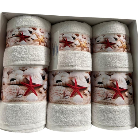 Set asciugamano bagno viso e ospite Botticelli Home Conchiglie