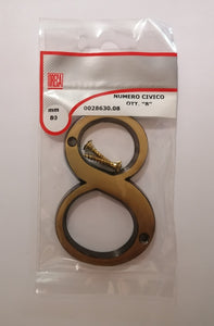 ORECA - NUMERO CIVICO "8" IN OTTONE SATINATO 80MM