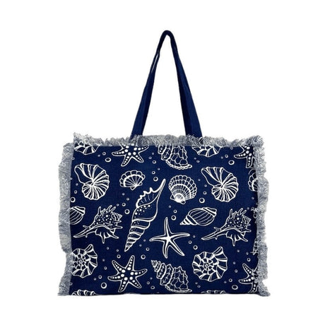 Borsa spiaggia Conchiglie e stelle marine con cerniera