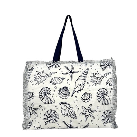Borsa spiaggia Conchiglie e stelle marine con cerniera