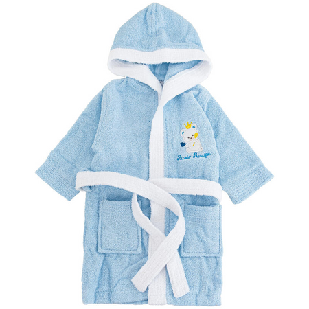 Accappatoio neonato azzurro con maniche e cappuccio Piccolo Principe