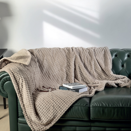 Plaid matrimoniale in flannel jacquard Bormio