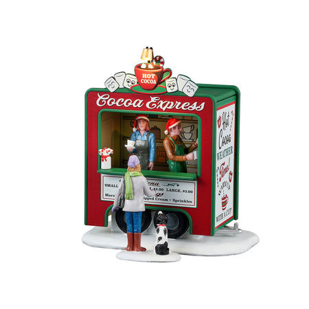Decorazione per villaggio di Natale "Cocoa Express" set da 2 pezzi, in resina