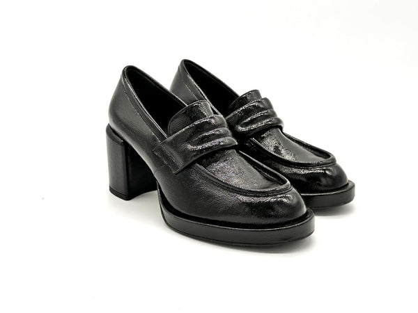 ENZO D'ALESSANDRO Mocassino donna in naplak nero tacco 70