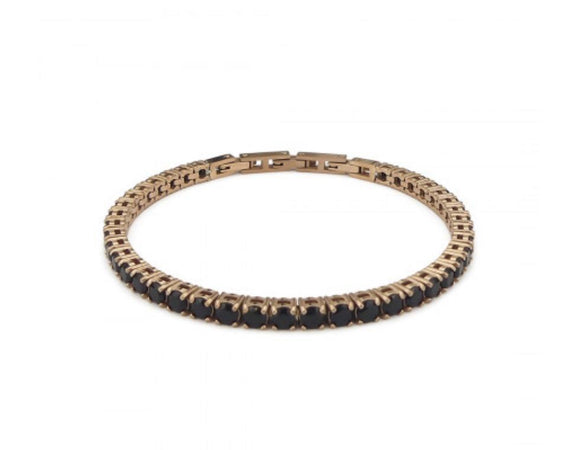 Boccadamo - Bracciale tennis color oro rosa con zirconi neri