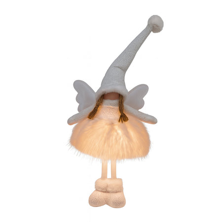 Angelo con luci Led e con gonna luminosa per decorazioni natalizie h 50 cm