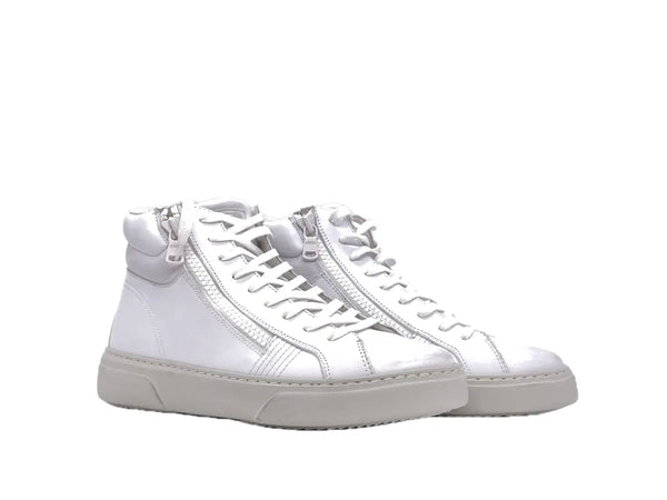 CRIME LONDON SNEAKER DESTINY HI ZIP uomo in pelle bianca