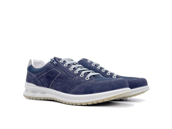GRISPORT ACTIVE Sneaker uomo con laccio e zip nubuk blu 43069V18