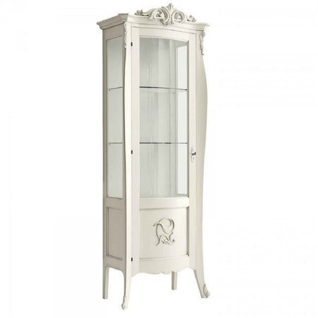 MOBILI 2G - VETRINA IN LEGNO CLASSICA SHABBY 1 PORTA SX BIANCO 78X49X212