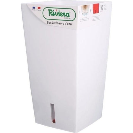 RIVIERA Eva Nuovo vaso di fiori quadrato in plastica - 28 x 28 x H 52 cm - 31 L - Bianco