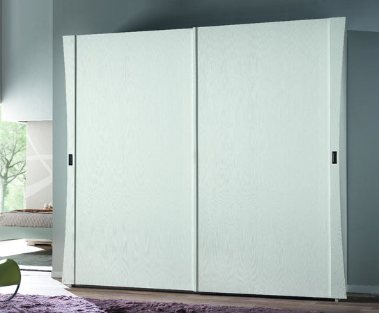 MOBILI 2G - ARMADIO 2 PORTE SCORREVOLI MODERNO IN LEGNO FRASSINO BIANCO 287x67x258