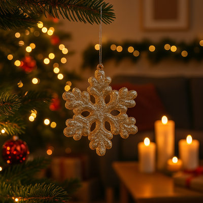 Pendente per albero di Natale in acrilico color oro decorazioni natalizie set da 12