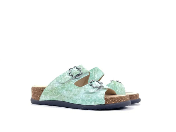 SABATINI Ciabatta donna due fasce pelle Papiro Tiffany