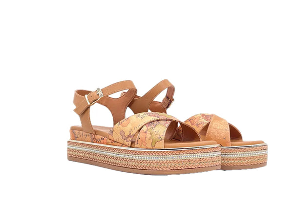 ALVIERO MARTINI 1 CLASSE Sandali donna con fasce incrociate Beige Geo