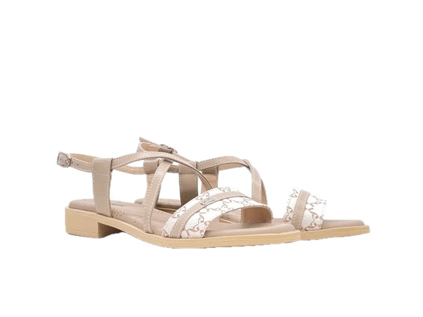NERO GIARDINI Sandali bassi donna in pelle beige e nocciola